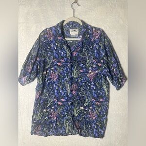 FLAX by Jeanne Englehart Button Up‎ Fish Shirt Short Sleeve size small